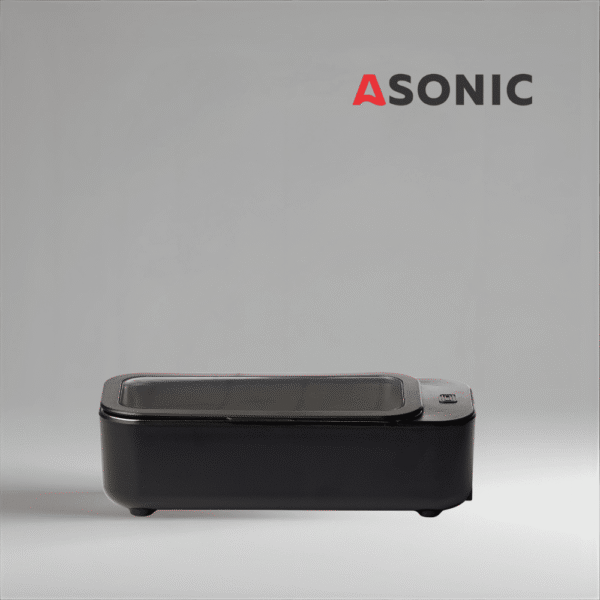 ASONIC HOME-450BLACK1 ASONIC HOME-450black ultraskaņas tīrītājs, kompakts melns dizains rotaslietu, brilles un mazu priekšmetu tīrīšanai.