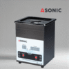 Melna ASONIC MED 2L ultraskaņas tīrītāja ar slēgtu vāku medicīnas un laboratorijas instrumentu tīrīšanai