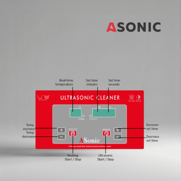 ASONIC PRO-30 ultraskaņas tīrīšanas iekārta, vidēja izmēra 40 kHz iekārta rotaslietām, brillēm un maziem sadzīves rīkiem.