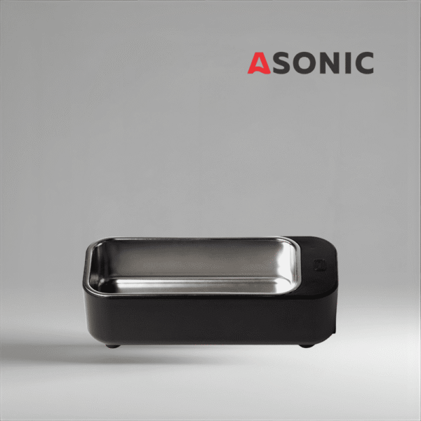 ASONIC HOME-450BLACK4 ASONIC HOME-450black kompakta ultraskaņas vannīte, efektīva ierīce rotaslietu, brilles un pulksteņu tīrīšanai.