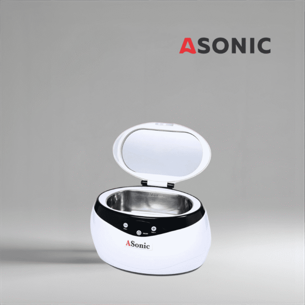 ASONIC HOME-650 mazs ultraskaņas vannīte rotaslietu, brilles un personīgo priekšmetu tīrīšanai, pārnēsājama un efektīva.