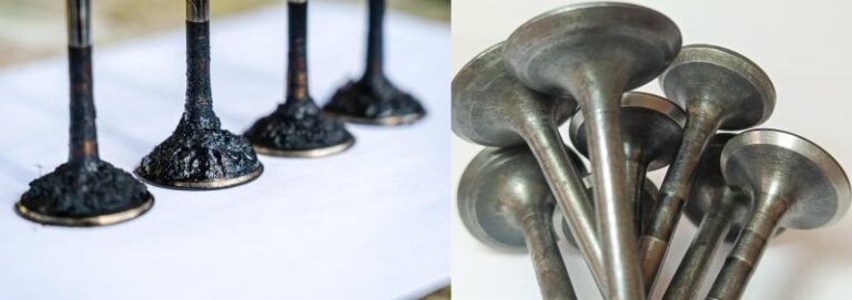 Vairākas mazas metāla nūjiņas pirms un pēc ultraskaņas tīrīšanas