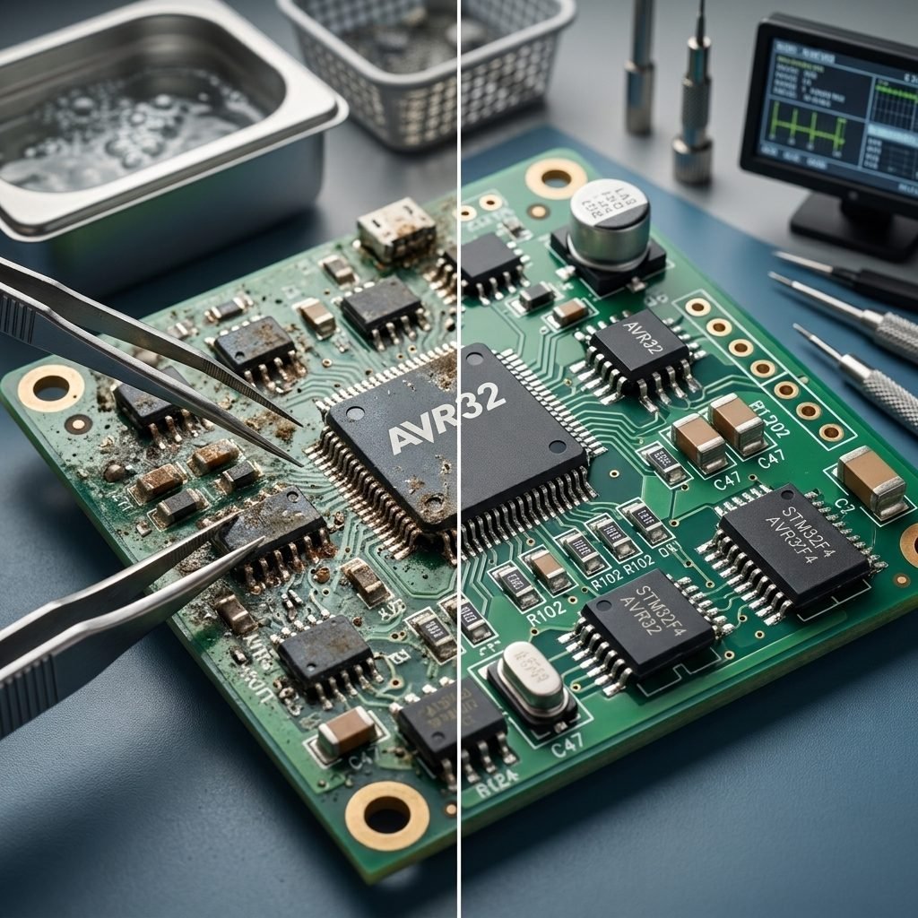 Elektronikas plate un ultraskaņas vanna elektronikas tīrīšanai