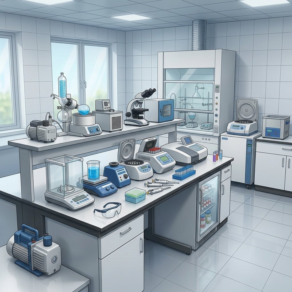 Laboratorija ar aprīkojumu un ultraskaņas vannu